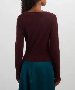 Erdem Knitwear^Cropped Burgundy Embellished Jumper