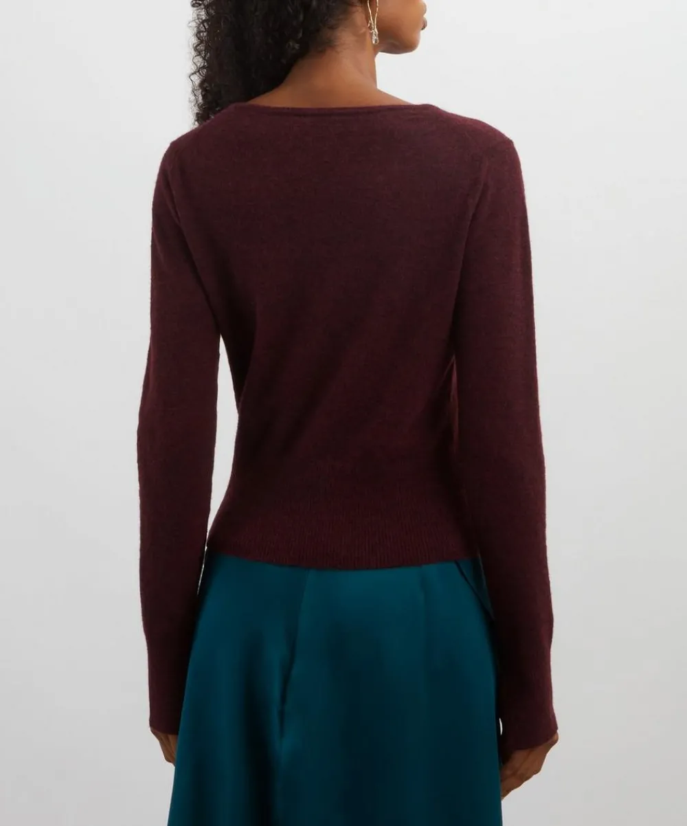 Erdem Knitwear^Cropped Burgundy Embellished Jumper