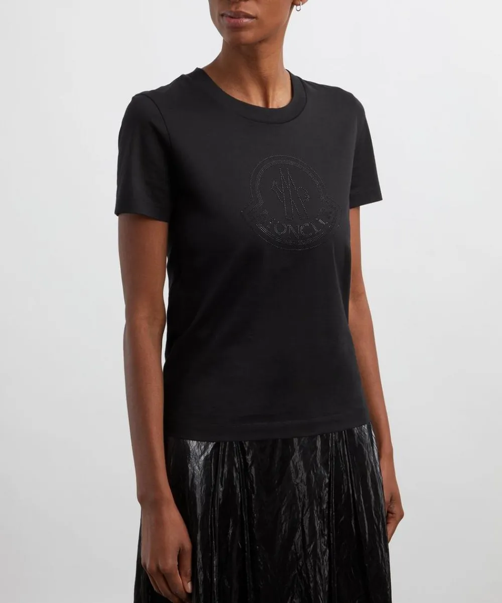 Moncler Tops^Crystal Logo Cotton T-Shirt
