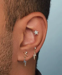 Maria Tash Earrings|Earrings^18ct Diamond and Sapphire Lightning Bolt Threaded Charm Earring