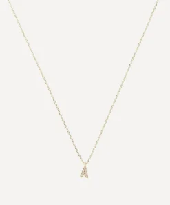 AURUM + GREY Necklaces^9ct Gold A Diamond Initial Pendant Necklace