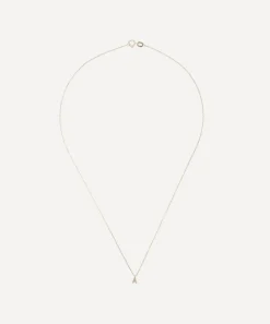 AURUM + GREY Necklaces^9ct Gold A Diamond Initial Pendant Necklace