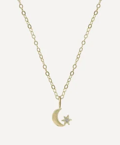 Acanthus Necklaces^14ct Gold Amulet Crescent Star Pendant Necklace