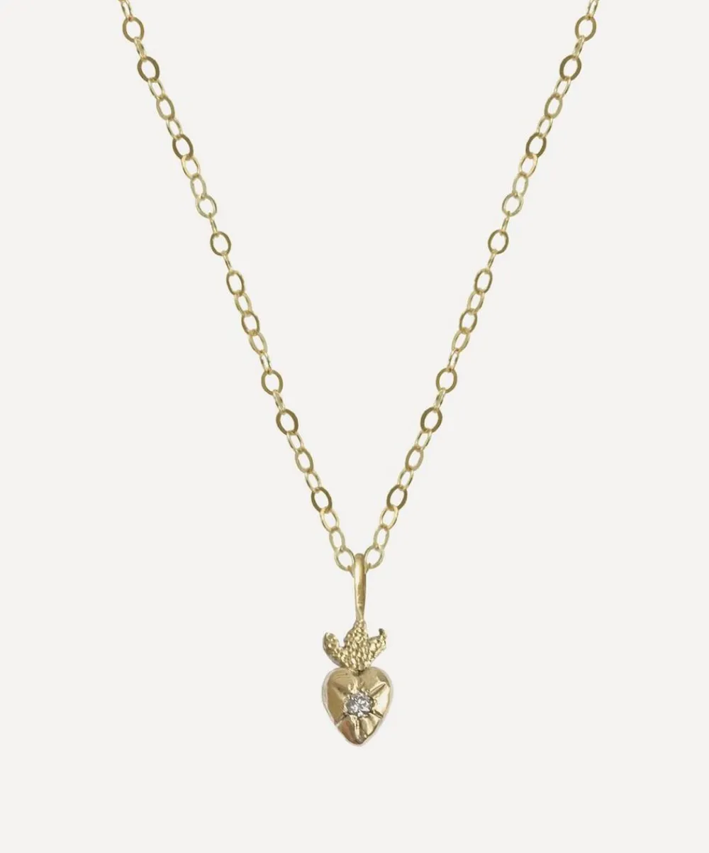 Acanthus Necklaces^14ct Gold Amulet Sacred Heart Pendant Necklace