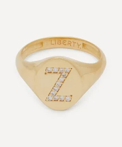 Liberty Rings|Rings^9ct Gold and Diamond Initial Signet Ring - Z