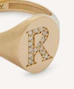 Liberty Rings|Rings^9ct Gold and Diamond Initial Signet Ring - R