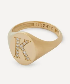 Liberty Rings|Rings^9ct Gold and Diamond Initial Signet Ring - K