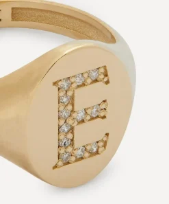 Liberty Rings|Rings^9ct Gold and Diamond Initial Signet Ring - E