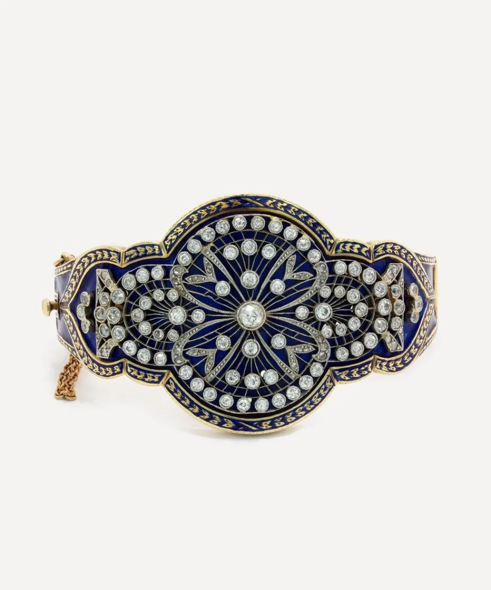 Kojis Bracelets|Bracelets^14ct Gold Antique Enamel and Diamond Bangle Bracelet