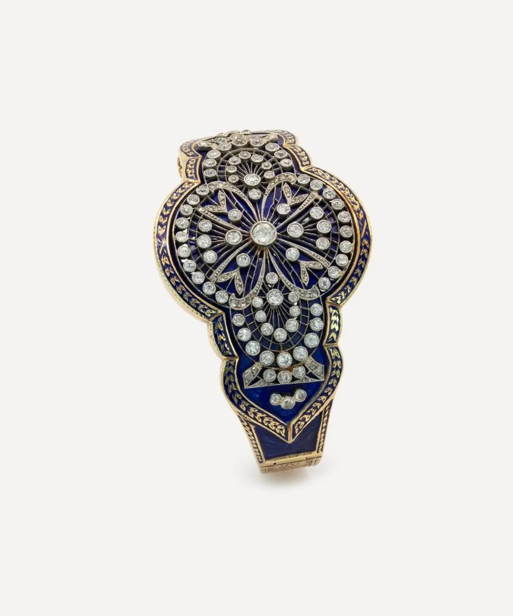 Kojis Bracelets|Bracelets^14ct Gold Antique Enamel and Diamond Bangle Bracelet