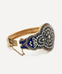 Kojis Bracelets|Bracelets^14ct Gold Antique Enamel and Diamond Bangle Bracelet
