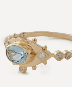 Celine Daoust Rings|Rings^14ct Gold Aquamarine and Diamonds Eye Ring