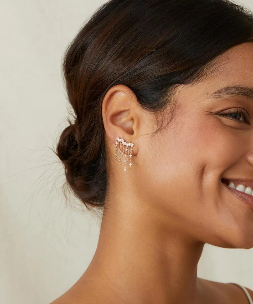 Astley Clarke Earrings|Earrings^14ct Gold Asteri Diamond Chain Crawler Earrings
