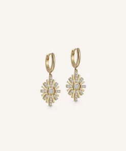 Astley Clarke Earrings^14ct Gold Atomic Diamond Drop Hoop Earrings