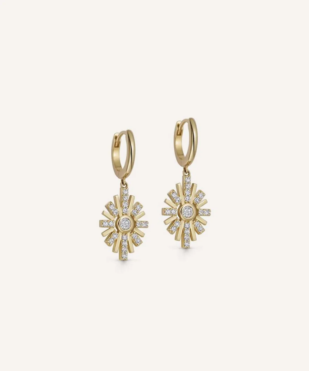 Astley Clarke Earrings^14ct Gold Atomic Diamond Drop Hoop Earrings