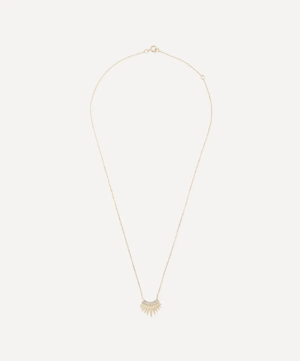 Celine Daoust Necklaces|Necklaces^14ct Gold Baguette Diamond Rising Sun Pendant Necklace
