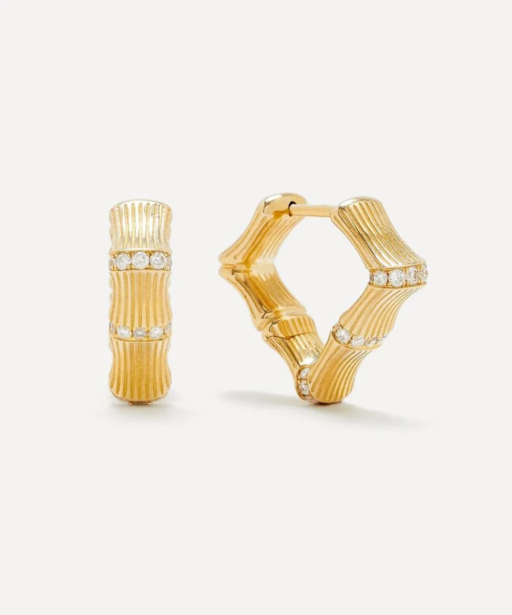 Yvonne Léon Earrings|Earrings^9ct Gold Bamboo Diamond Hoop Earrings