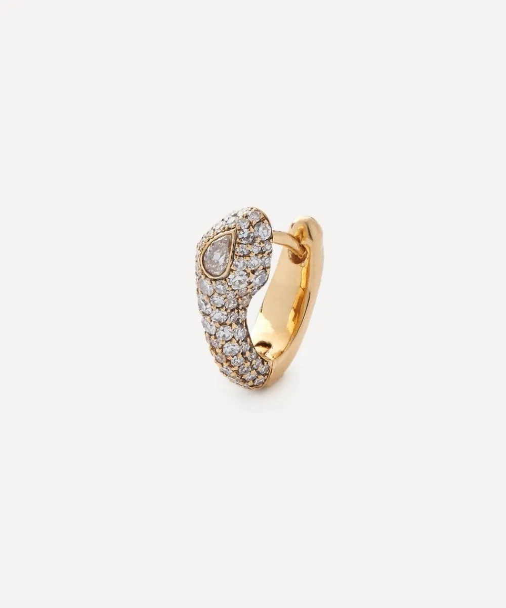 Selim Mouzannar Earrings|Earrings^18ct Gold Basilisk Diamond Huggie Hoop Earring Right