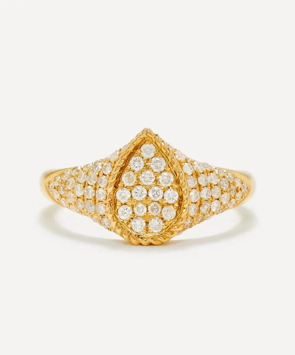 Yvonne Léon Rings|Rings^9ct Gold Berlingot Diamond Baby Pear Signet Ring