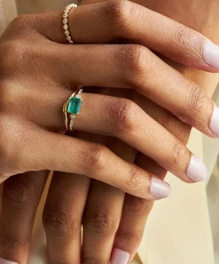 Dinny Hall Rings^14ct Gold Betony Emerald and Diamond Ring
