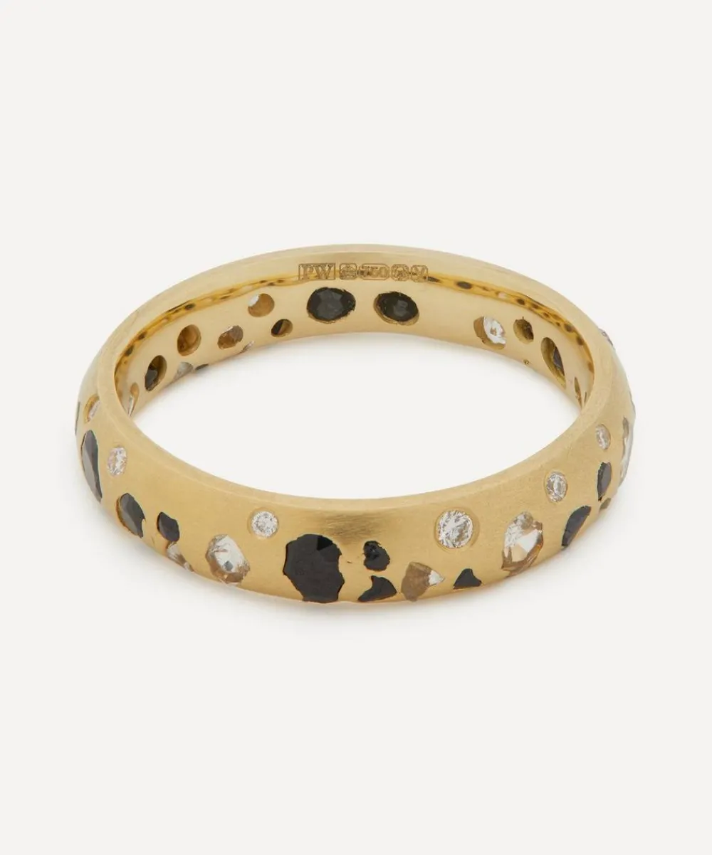 Polly Wales Rings|Rings^18ct Gold Black and White Confetti Diamond Ring