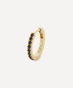 Liberty Earrings|Earrings^9ct Gold Black Spinel Rainbow Mini Creole Single Hoop Earring