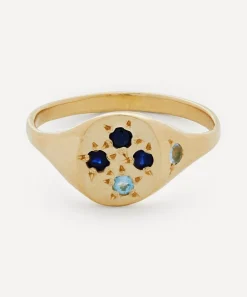 Seb Brown Rings|Rings^9ct Gold Blue Neapolitan Multi-Stone Signet Ring