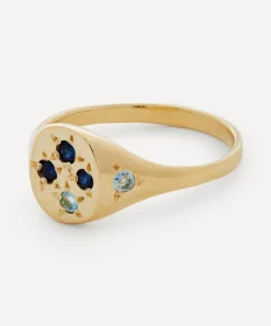 Seb Brown Rings|Rings^9ct Gold Blue Neapolitan Multi-Stone Signet Ring