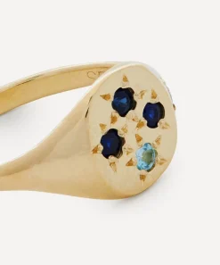 Seb Brown Rings|Rings^9ct Gold Blue Neapolitan Multi-Stone Signet Ring
