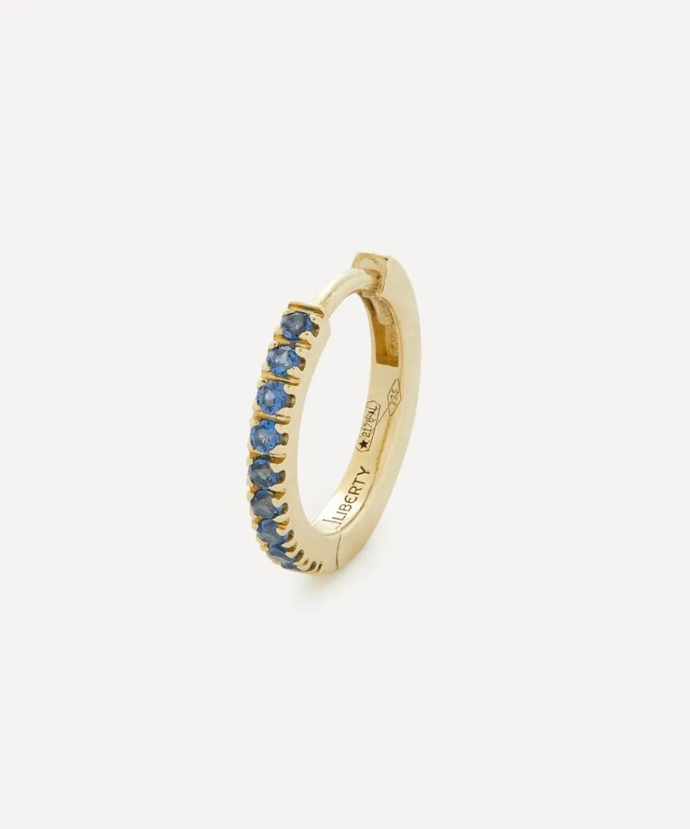 Liberty Earrings^9ct Gold Blue Sapphire Rainbow Mini Creole Single Hoop Earring