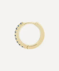 Liberty Earrings^9ct Gold Blue Sapphire Rainbow Mini Creole Single Hoop Earring