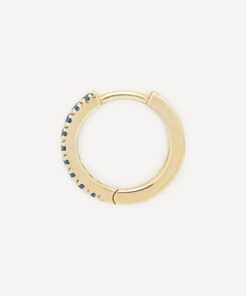 Liberty Earrings^9ct Gold Blue Sapphire Rainbow Mini Creole Single Hoop Earring