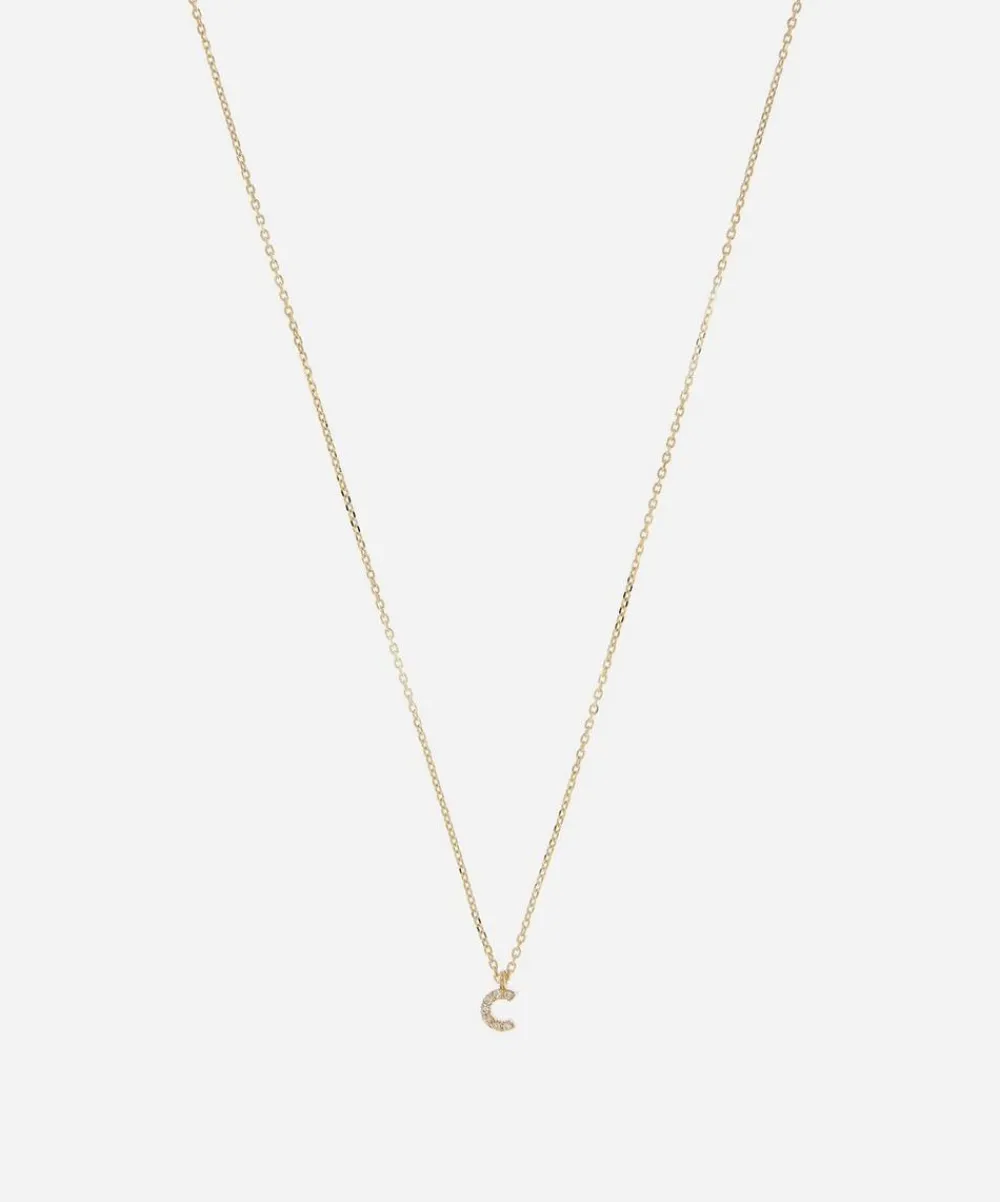 AURUM + GREY Necklaces^9ct Gold C Diamond Initial Pendant Necklace
