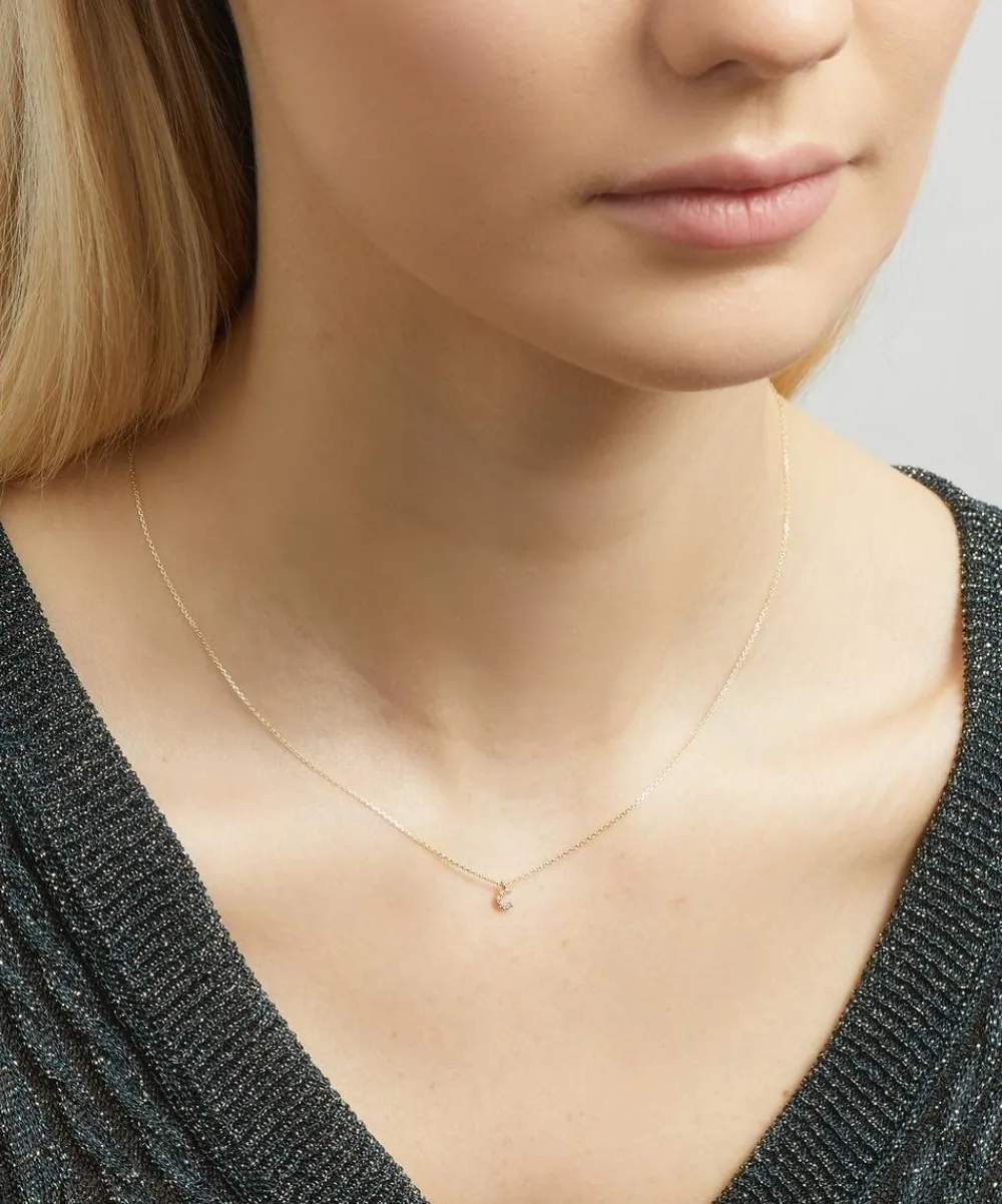 AURUM + GREY Necklaces^9ct Gold C Diamond Initial Pendant Necklace
