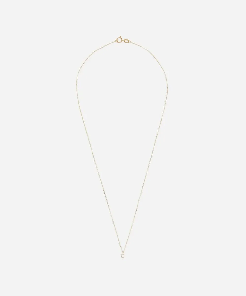 AURUM + GREY Necklaces^9ct Gold C Diamond Initial Pendant Necklace