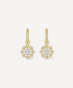 Dinny Hall Earrings|Earrings^14ct Gold Celandine Diamond Drop Hoop Earrings