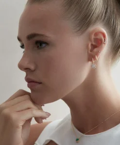Dinny Hall Earrings|Earrings^14ct Gold Celandine Diamond Drop Hoop Earrings