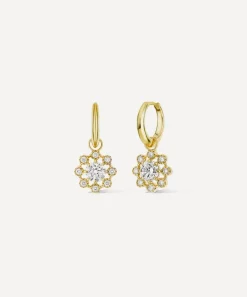 Dinny Hall Earrings|Earrings^14ct Gold Celandine Diamond Drop Hoop Earrings