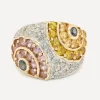 Kojis Rings|Rings^14ct Gold Coloured Sapphire and Diamond Flower Ring