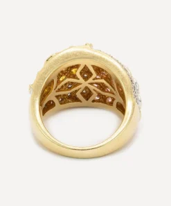 Kojis Rings|Rings^14ct Gold Coloured Sapphire and Diamond Flower Ring