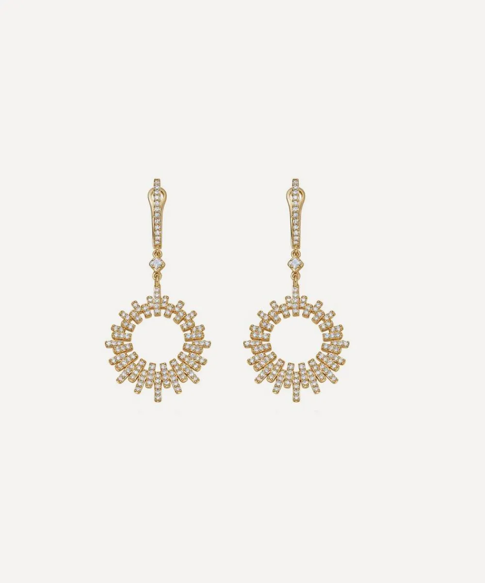 Astley Clarke Earrings^14ct Gold Comet Burst Diamond Hoop Earrings