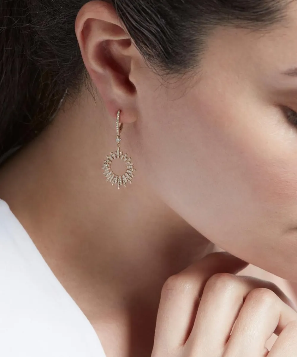 Astley Clarke Earrings^14ct Gold Comet Burst Diamond Hoop Earrings