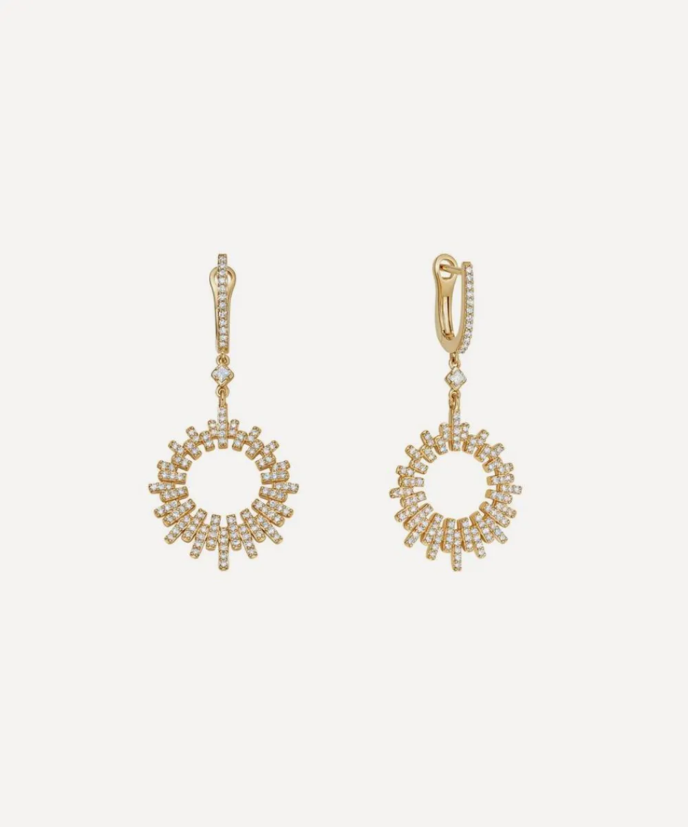 Astley Clarke Earrings^14ct Gold Comet Burst Diamond Hoop Earrings