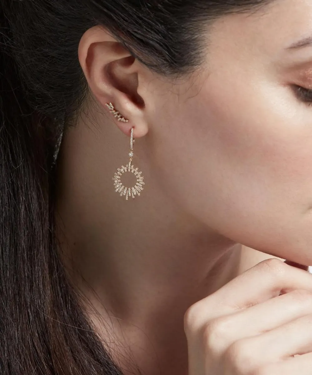 Astley Clarke Earrings^14ct Gold Comet Burst Diamond Hoop Earrings