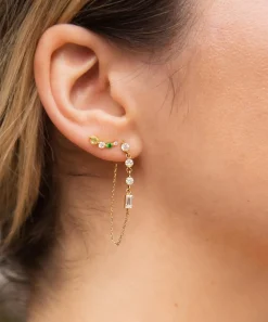 Dinny Hall Earrings^9ct Gold Created Diamond Chain Drop Earrings