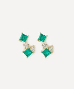 Liberty Earrings|Earrings^9ct Gold Dafne Diamond and Emerald Stud Earrings