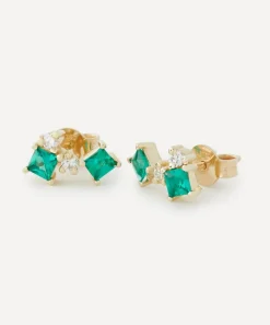 Liberty Earrings|Earrings^9ct Gold Dafne Diamond and Emerald Stud Earrings
