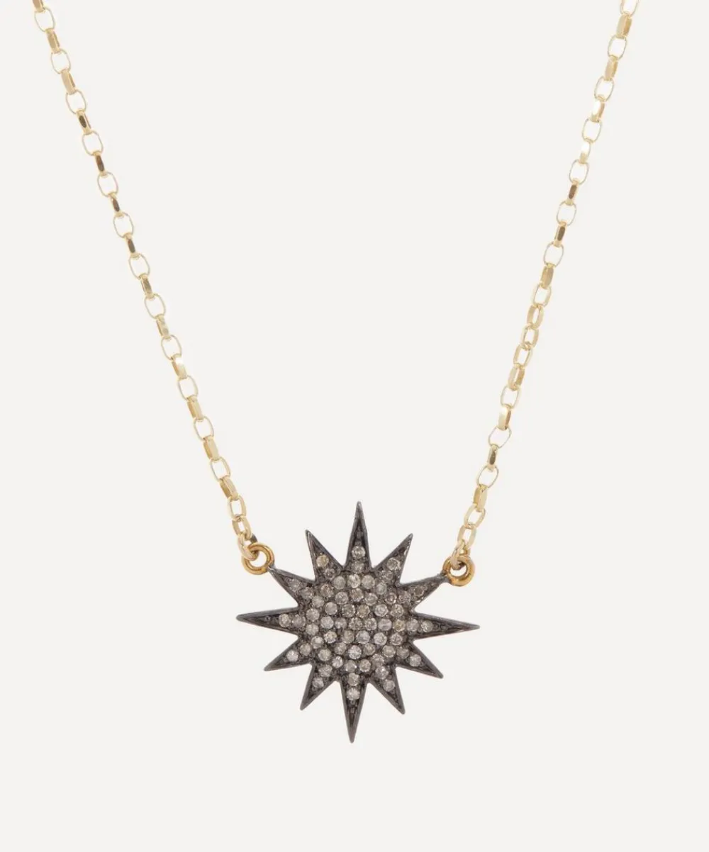 Kirstie Le Marque Necklaces^9ct Gold Diamond and Gold Starburst Pendant Necklace