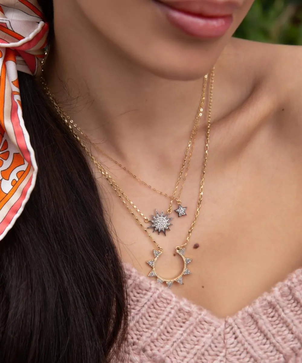 Kirstie Le Marque Necklaces^9ct Gold Diamond and Gold Starburst Pendant Necklace