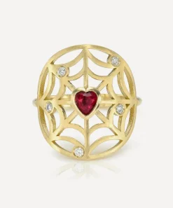 Rachel Quinn Rings|Rings^14ct Gold Diamond and Ruby Web of Love Ring